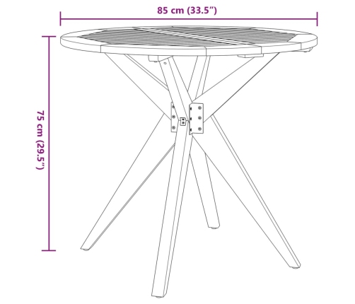 Mesa de jardín redonda madera maciza de acacia Ø85x75 cm