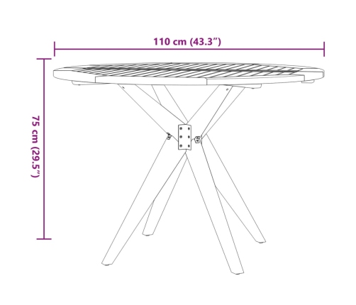 Mesa de jardín redonda madera maciza de acacia Ø110x75 cm