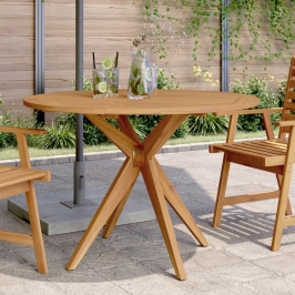 Mesa de jardín redonda madera maciza de acacia Ø110x75 cm