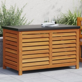 Caja de almacenaje de jardín madera maciza eucalipto 90x48x55cm