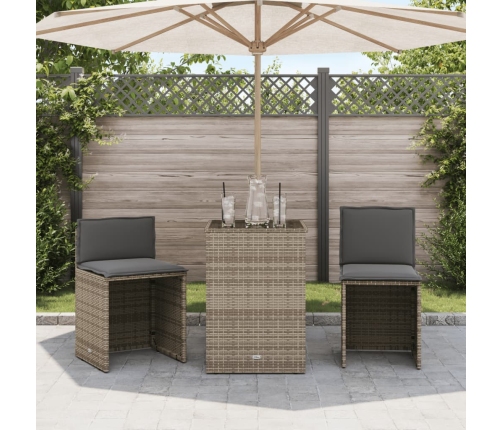 Sillas y mesita de jardín 3 piezas ratán sintético cojín beige