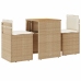 Sillas y mesita de jardín 3 piezas ratán sintético cojín beige