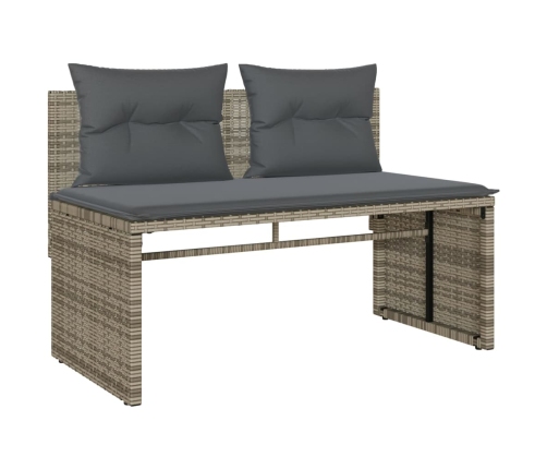 Set de sofás de jardín 4 pzas y cojines ratán sintético gris