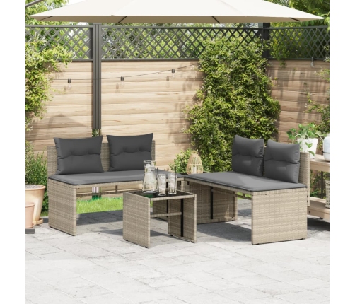 Set de sofás de jardín 4 pzas y cojines ratán sintético gris