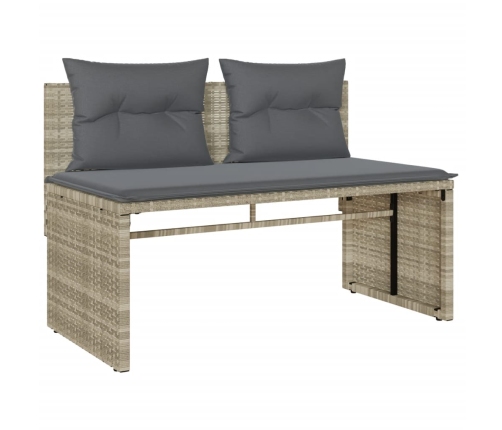 Set de sofás de jardín 4 pzas y cojines ratán sintético gris