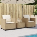 Sillas y mesita de jardín 3 piezas ratán sintético cojín beige