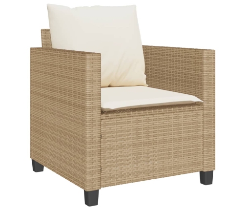 Sillas y mesita de jardín 3 piezas ratán sintético cojín beige