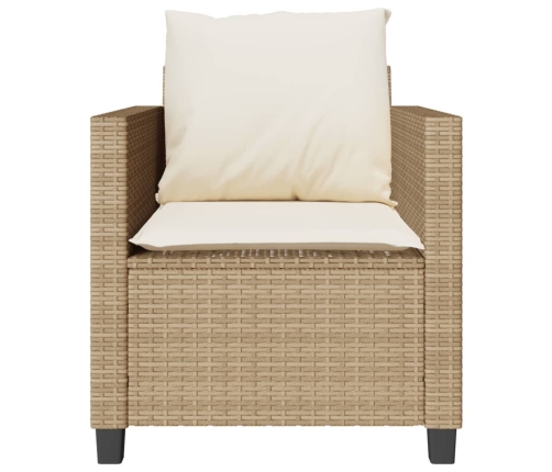 Sillas y mesita de jardín 3 piezas ratán sintético cojín beige