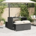 Set comedor de jardín 3 pzas con cojines ratán sintético negro