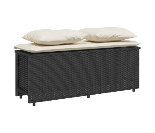 Set comedor de jardín 3 pzas con cojines ratán sintético negro