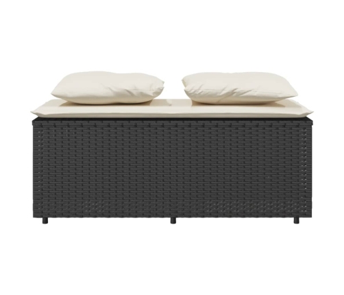 Set comedor de jardín 3 pzas con cojines ratán sintético negro