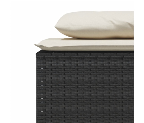 Set comedor de jardín 3 pzas con cojines ratán sintético negro