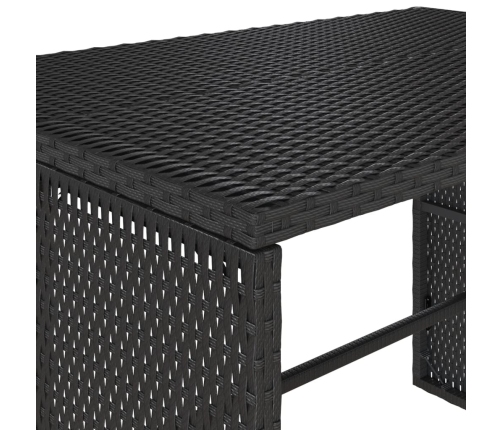 Set comedor de jardín 3 pzas con cojines ratán sintético negro