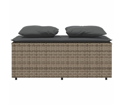 Set comedor de jardín 3 piezas con cojines ratán sintético gris