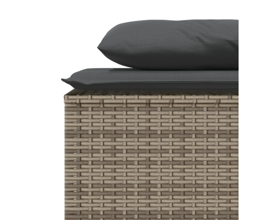 Set comedor de jardín 3 piezas con cojines ratán sintético gris