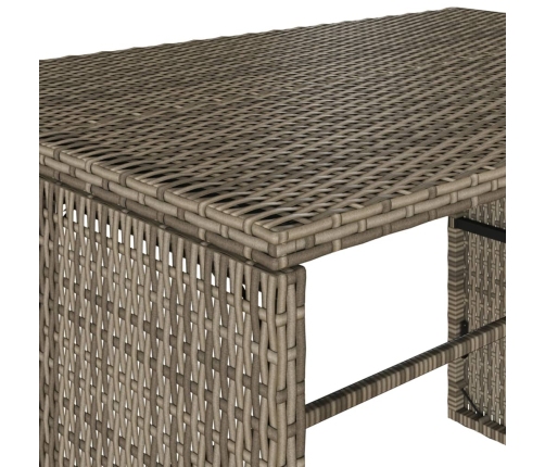 Set comedor de jardín 3 piezas con cojines ratán sintético gris