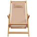 Silla de playa plegable madera maciza de eucalipto y tela taupe