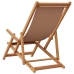 Silla de playa plegable madera maciza de eucalipto y tela taupe