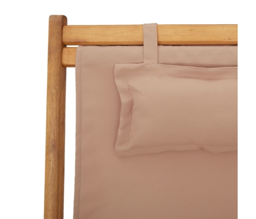 Silla de playa plegable madera maciza de eucalipto y tela taupe