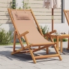 Silla de playa plegable madera maciza de eucalipto y tela taupe