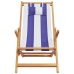 Silla playa plegable madera maciza eucalipto y tela azul blanco