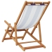 Silla playa plegable madera maciza eucalipto y tela azul blanco