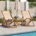 Silla de playa plegable madera maciza de eucalipto y tela beige