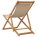 Silla de playa plegable madera maciza de eucalipto y tela beige