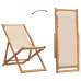 Silla de playa plegable madera maciza de eucalipto y tela beige