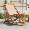 Silla de playa plegable madera maciza de eucalipto y tela beige