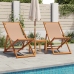 Silla de playa plegable madera maciza de eucalipto y tela taupe