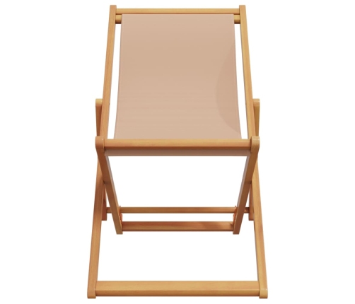 Silla de playa plegable madera maciza de eucalipto y tela taupe