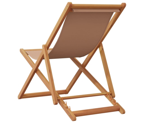 Silla de playa plegable madera maciza de eucalipto y tela taupe