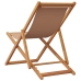 Silla de playa plegable madera maciza de eucalipto y tela taupe