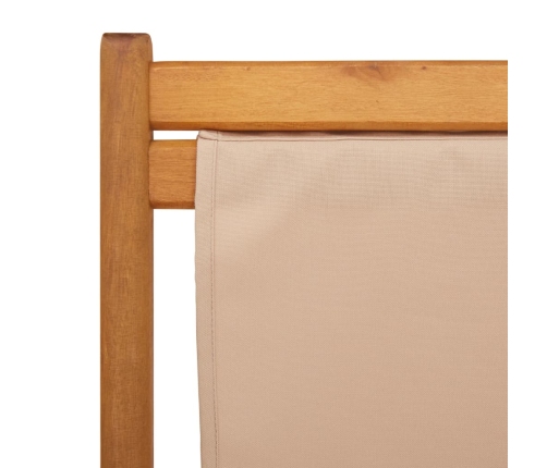 Silla de playa plegable madera maciza de eucalipto y tela taupe