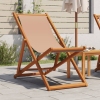 vidaXL Silla de playa plegable madera maciza de eucalipto y tela taupe