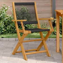 Sillas de jardín 2 uds madera maciza acacia polipropileno negro