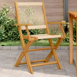 Sillas de jardín 2 uds madera maciza acacia polipropileno beige