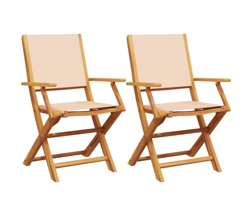 Sillas de jardín 2 uds madera maciza acacia y tela beige