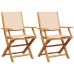 Sillas de jardín 2 uds madera maciza acacia y tela beige