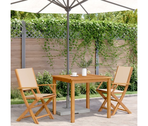 Sillas de jardín 2 uds madera maciza acacia y tela beige