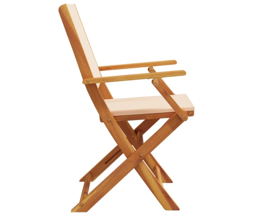 Sillas de jardín 2 uds madera maciza acacia y tela beige