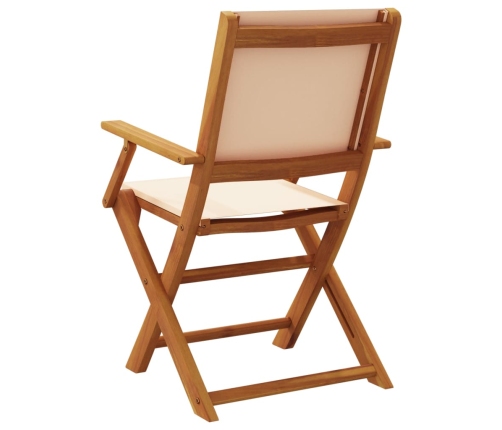Sillas de jardín 2 uds madera maciza acacia y tela beige