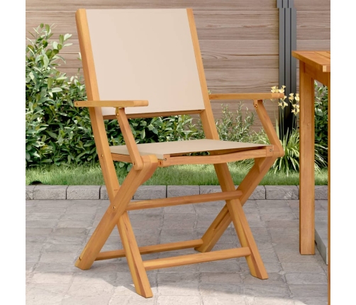 Sillas de jardín 2 uds madera maciza acacia y tela beige