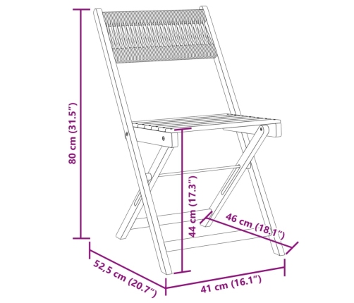 vidaXL Sillas de bistró 2 uds madera maciza de acacia y cuerda negro