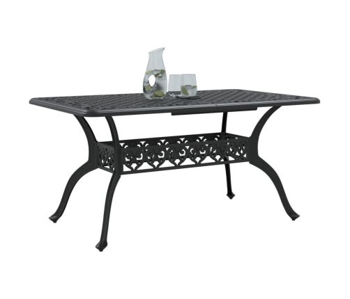 Mesa de jardín aluminio fundido negro 150x90x72 cm