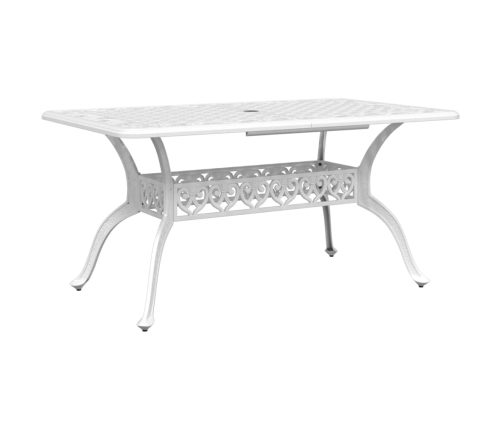 Mesa de jardín aluminio fundido blanco 150x90x72 cm