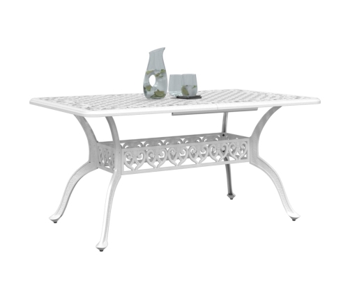 Mesa de jardín aluminio fundido blanco 150x90x72 cm