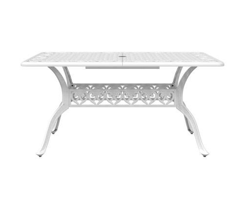 Mesa de jardín aluminio fundido blanco 150x90x72 cm