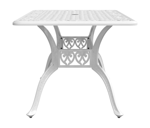 Mesa de jardín aluminio fundido blanco 150x90x72 cm